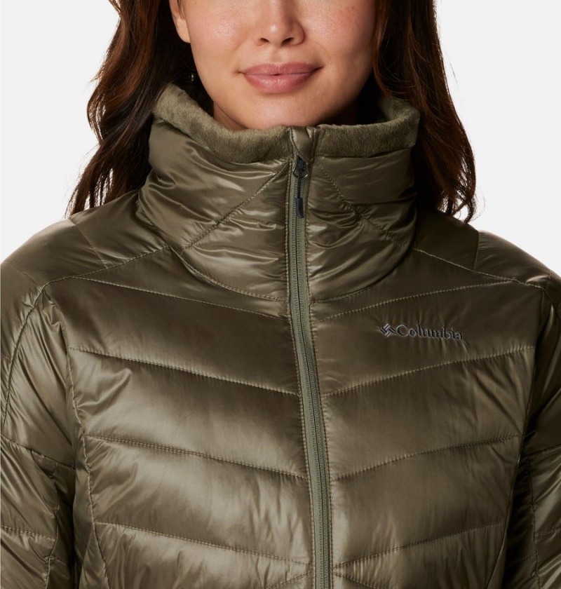 Columbia Joy Peak Mid Women's Puffer Jacket Green | IWSAZR-076