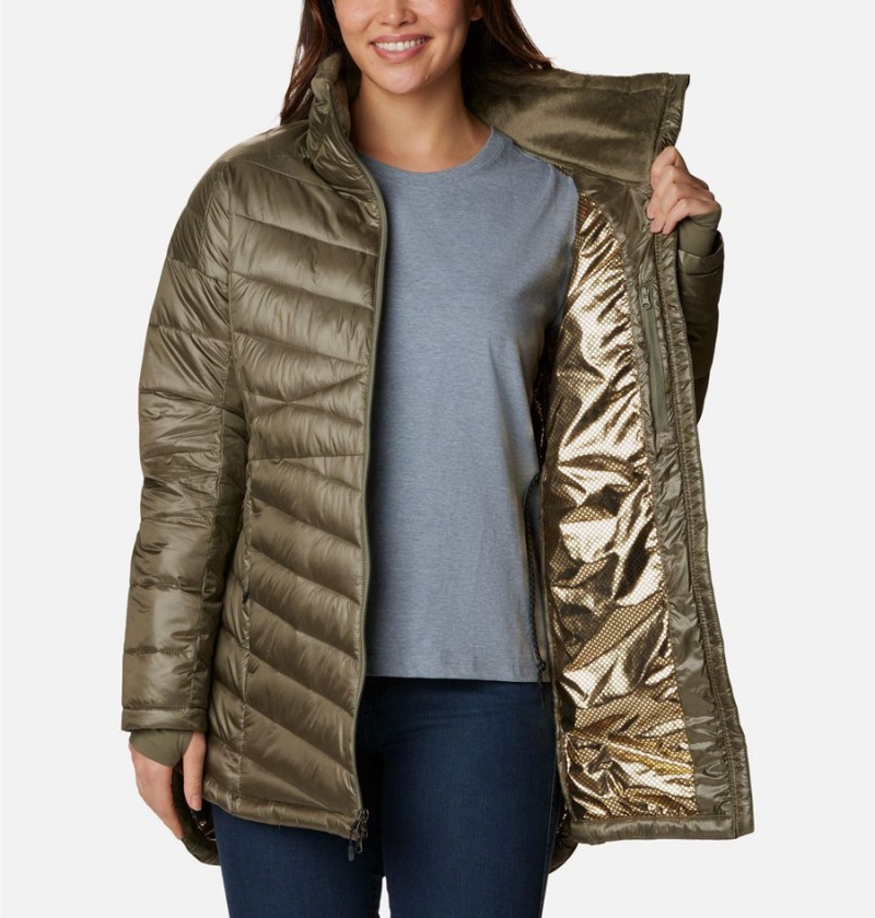 Columbia Joy Peak Mid Women's Puffer Jacket Green | IWSAZR-076