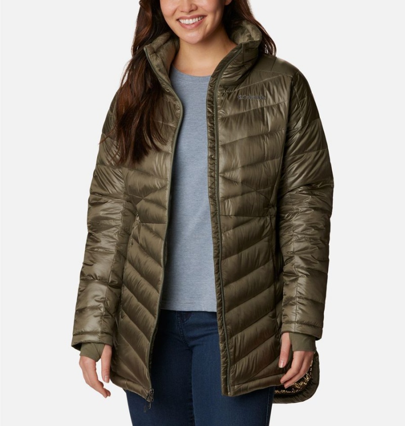 Columbia Joy Peak Mid Women's Puffer Jacket Green | IWSAZR-076