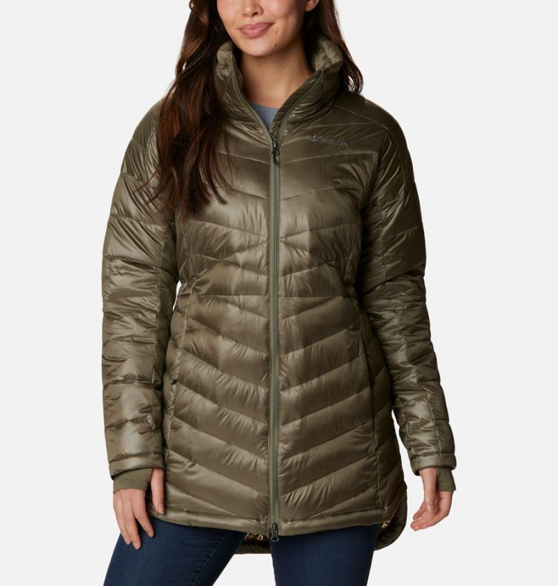 Columbia Joy Peak Mid Women\'s Puffer Jacket Green | IWSAZR-076