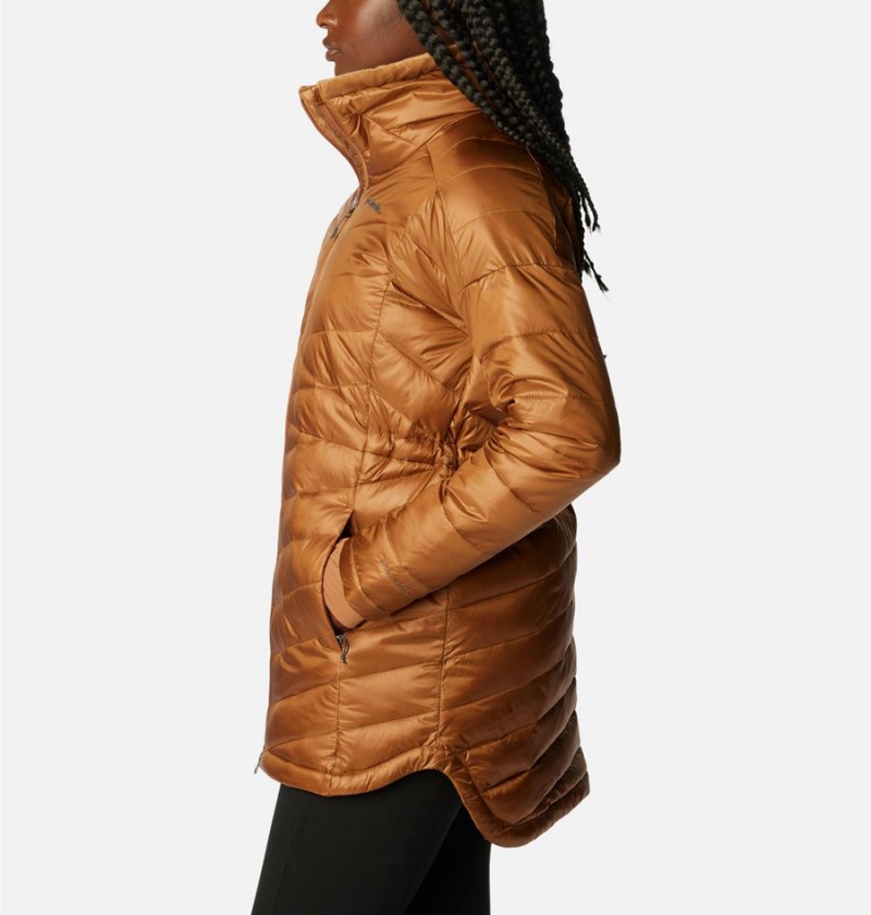 Columbia Joy Peak Mid Women's Puffer Jacket Brown | WTBLVS-185