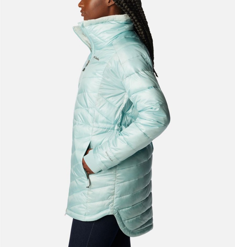 Columbia Joy Peak Mid Women's Puffer Jacket Turquoise | UXFZWV-059