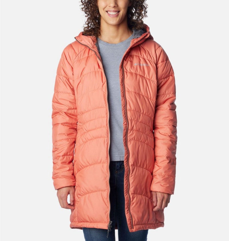 Columbia Karis Gale Long Women's Puffer Jacket Coral | WTCLDG-924