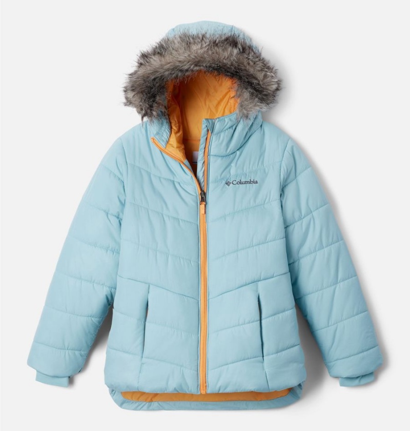 Columbia Katelyn Crest II Hooded Kids\' Jacket Turquoise | JREOWF-654