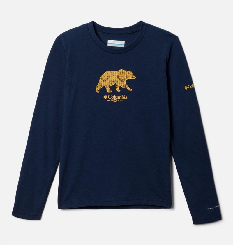 Columbia La Poudre Pass Long Sleeve Kids\' T-Shirt Navy | QTYZXS-683