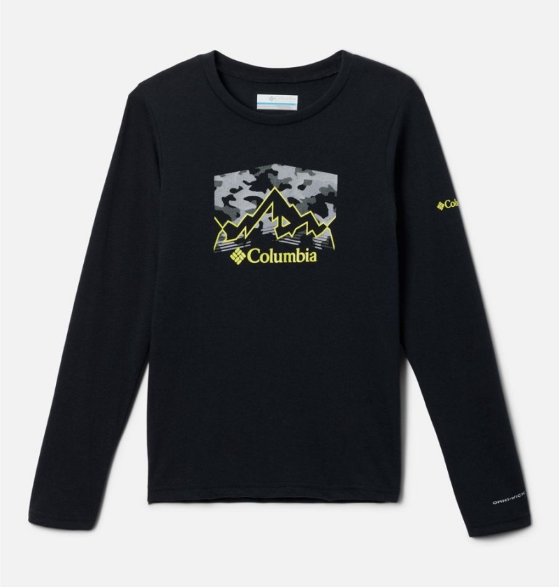 Columbia La Poudre Pass Long Sleeve Kids\' T-Shirt Black | KXZSUQ-685