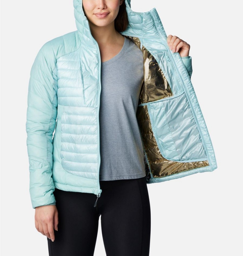 Columbia Labyrinth Loop Insulated Hooded Women's Puffer Jacket Turquoise | PWVMZK-719
