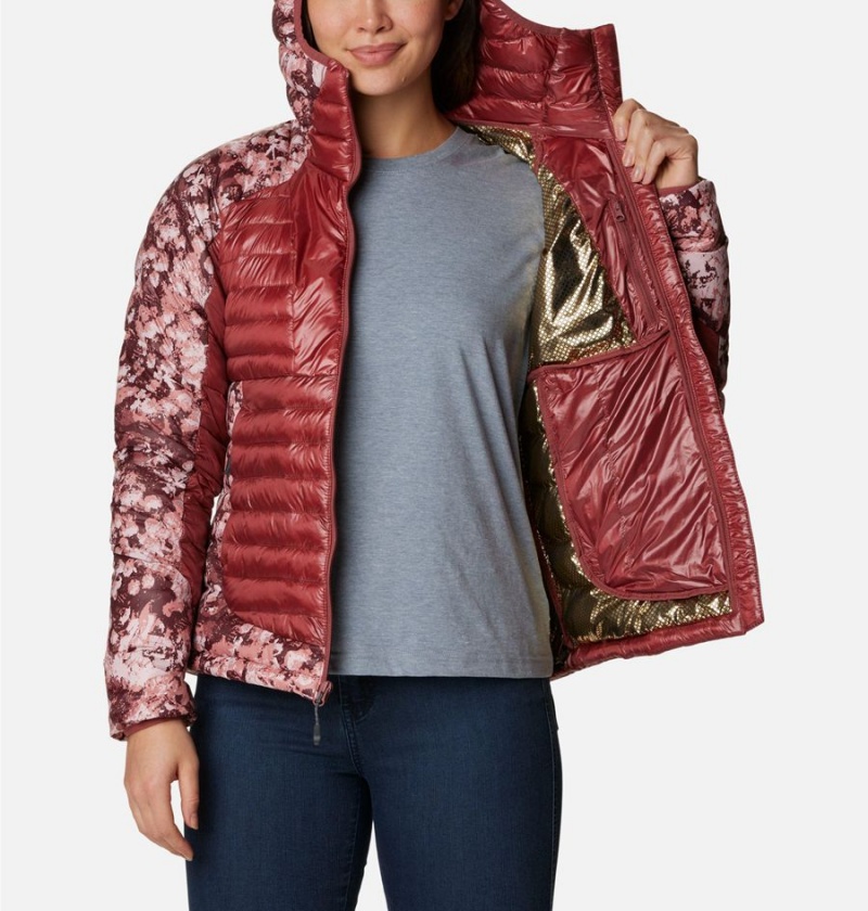 Columbia Labyrinth Loop Insulated Hooded Women's Puffer Jacket Red | UJQGHW-275