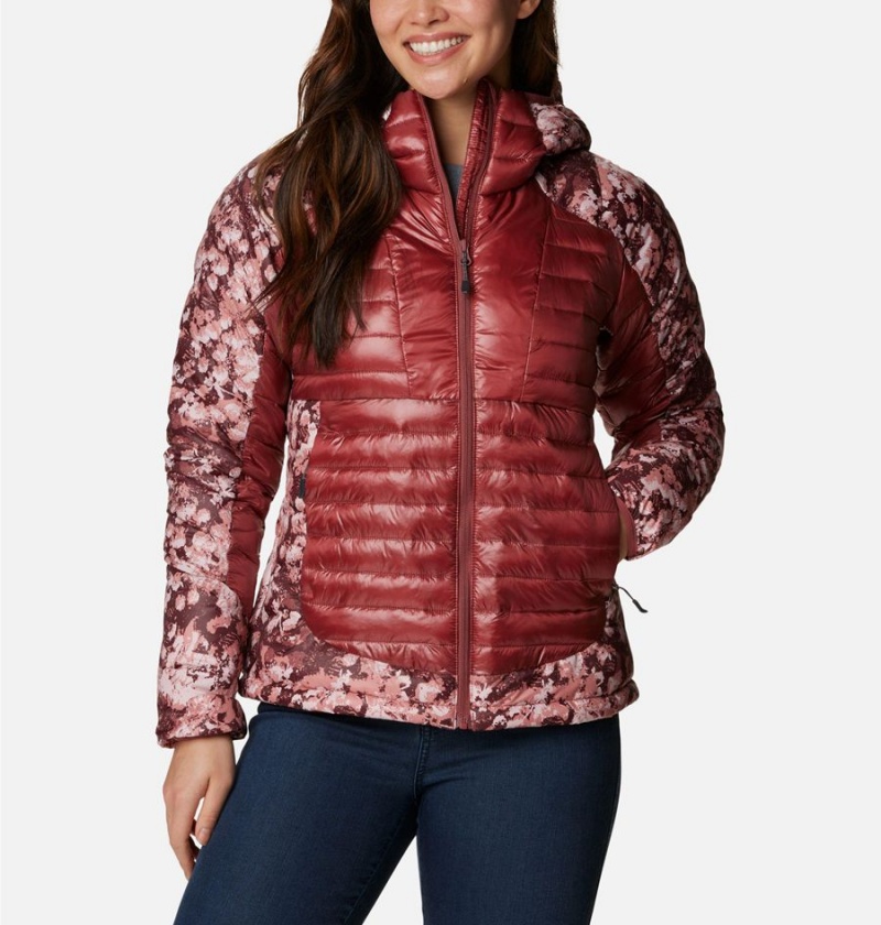 Columbia Labyrinth Loop Insulated Hooded Women\'s Puffer Jacket Red | UJQGHW-275