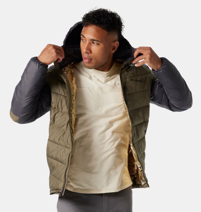 Columbia Labyrinth Loop Omni Heat Infinity Hooded Insulated Men's Puffer Jacket Green | RDFPAM-916