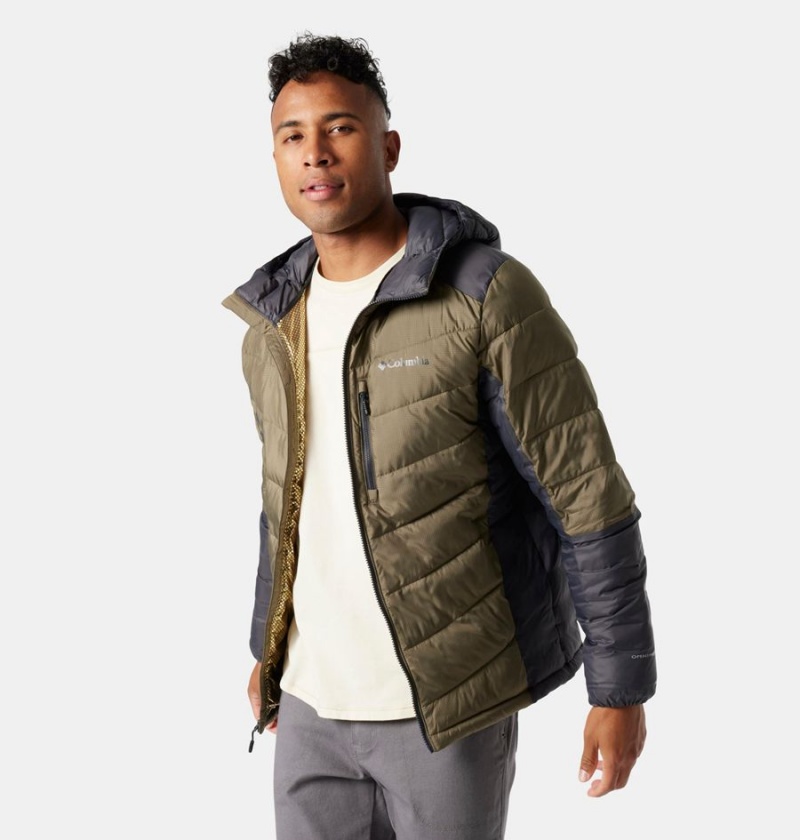 Columbia Labyrinth Loop Omni Heat Infinity Hooded Insulated Men's Puffer Jacket Green | RDFPAM-916