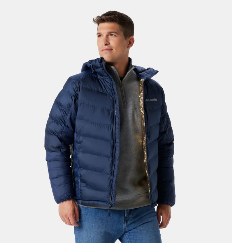 Columbia Labyrinth Loop Omni Heat Infinity Hooded Insulated Men's Puffer Jacket Navy | QRBTZD-639
