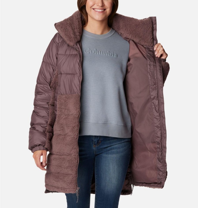 Columbia Leadbetter Point Long Women's Puffer Jacket Brown | SNDOPQ-753