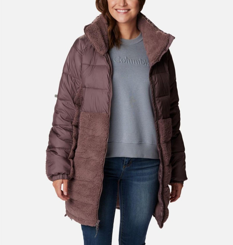 Columbia Leadbetter Point Long Women's Puffer Jacket Brown | SNDOPQ-753