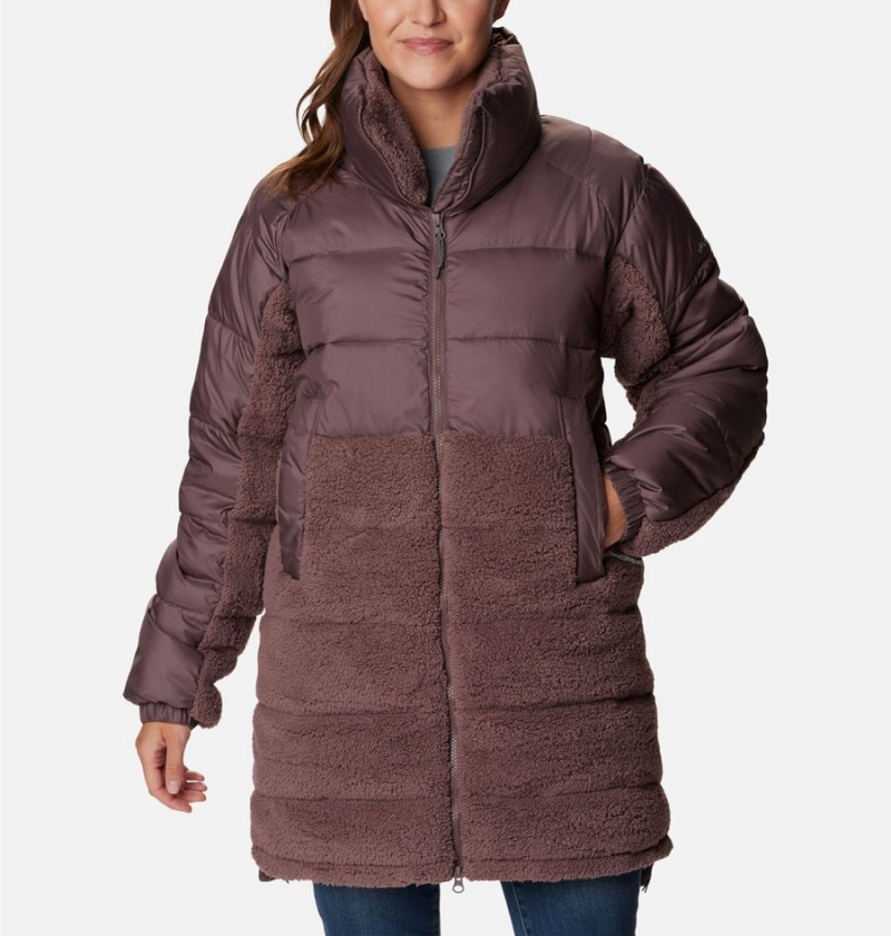 Columbia Leadbetter Point Long Women\'s Puffer Jacket Brown | SNDOPQ-753
