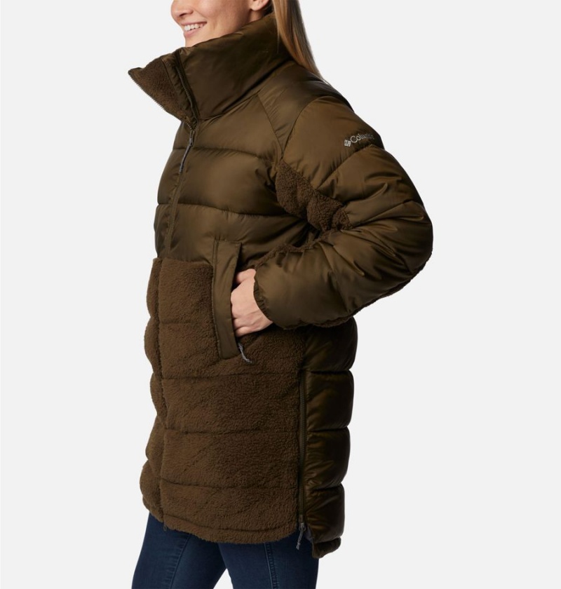 Columbia Leadbetter Point Long Women's Puffer Jacket Olive | FEPDYA-207