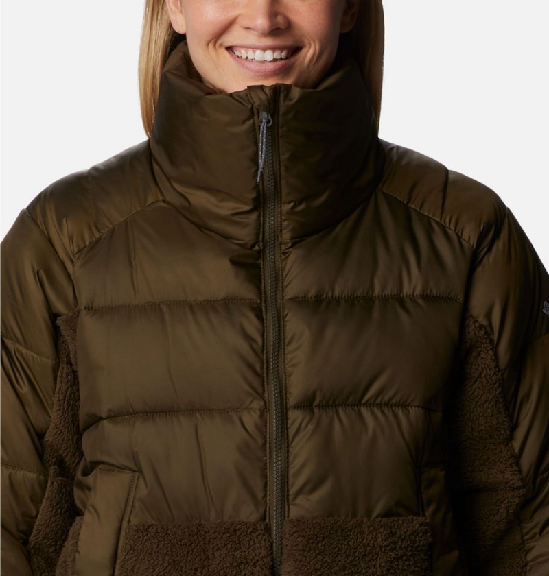 Columbia Leadbetter Point Long Women's Puffer Jacket Olive | FEPDYA-207