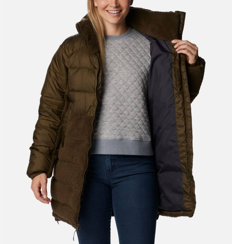 Columbia Leadbetter Point Long Women's Puffer Jacket Olive | FEPDYA-207