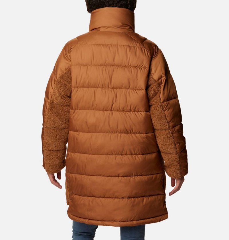 Columbia Leadbetter Point Long Women's Puffer Jacket Brown | WMQVEN-139