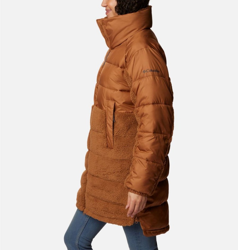 Columbia Leadbetter Point Long Women's Puffer Jacket Brown | WMQVEN-139