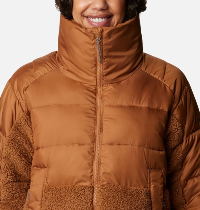 Columbia Leadbetter Point Long Women's Puffer Jacket Brown | WMQVEN-139