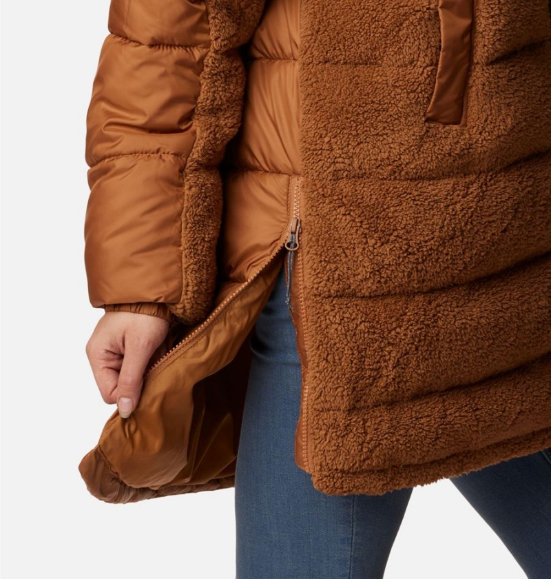 Columbia Leadbetter Point Long Women's Puffer Jacket Brown | WMQVEN-139