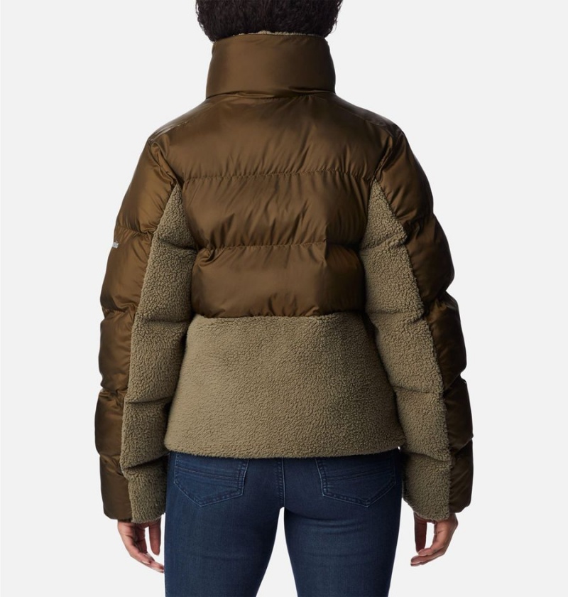 Columbia Leadbetter Point Sherpa Hybrid Women's Puffer Jacket Olive | YAUCTL-675