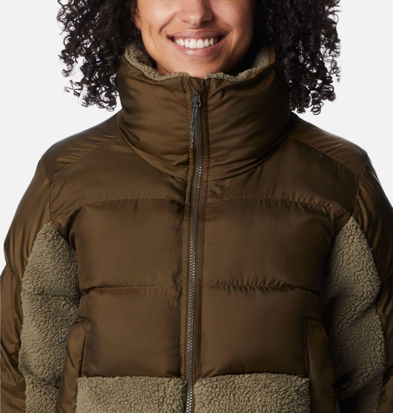Columbia Leadbetter Point Sherpa Hybrid Women's Puffer Jacket Olive | YAUCTL-675