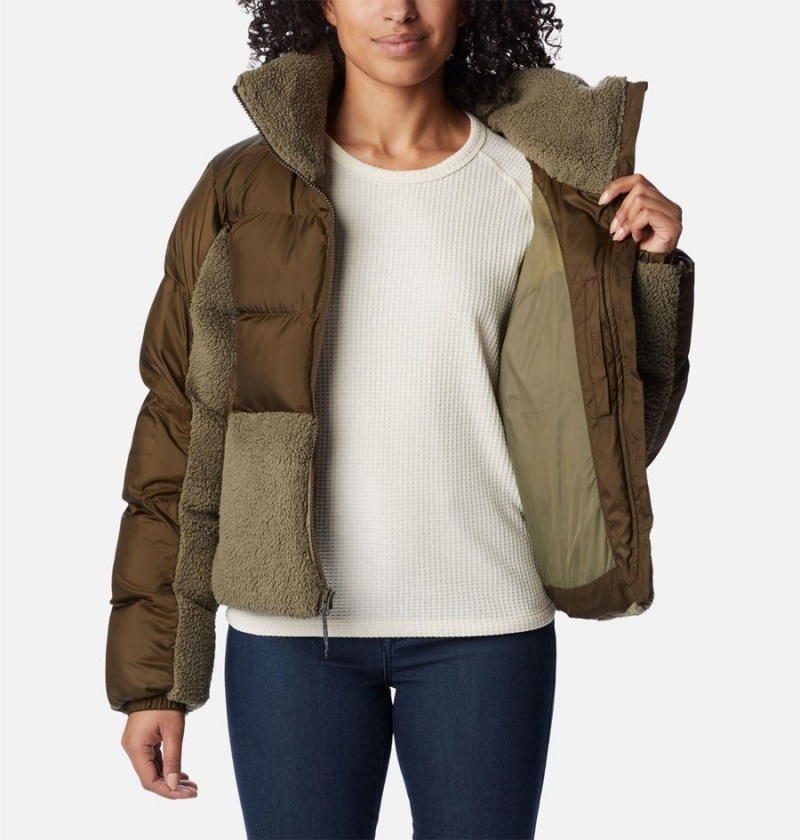 Columbia Leadbetter Point Sherpa Hybrid Women's Puffer Jacket Olive | YAUCTL-675