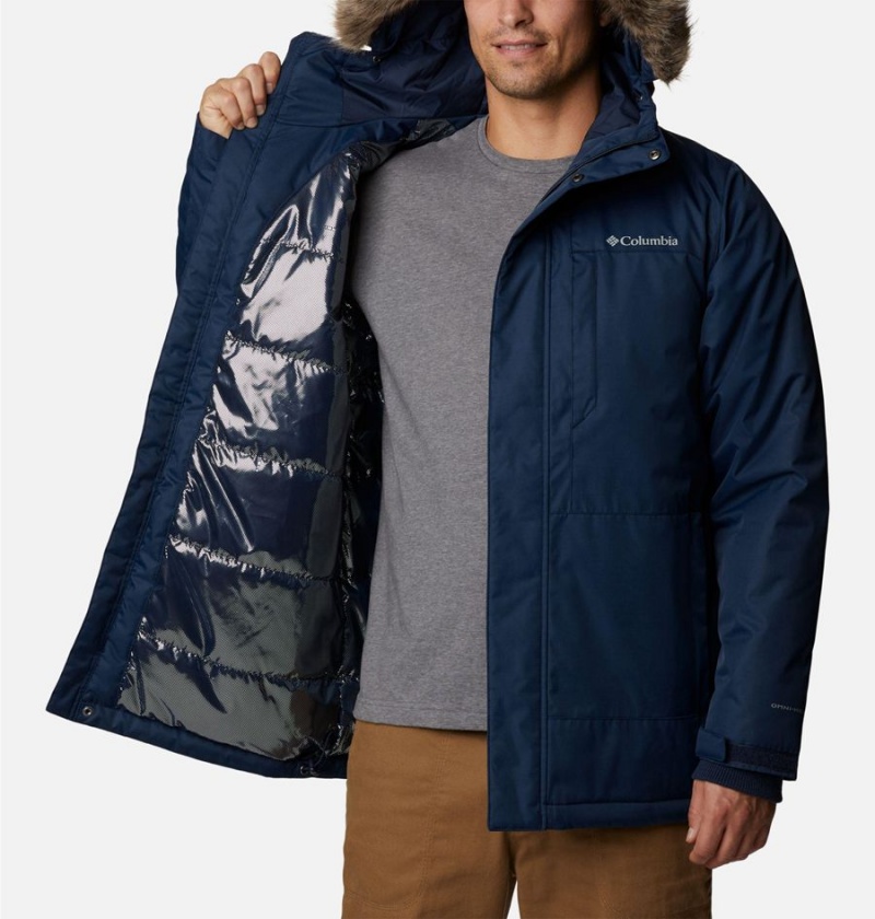 Columbia Leif Trail Men's Coats Navy | OGWPRT-352
