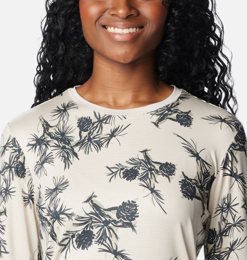 Columbia Leslie Falls Long Sleeve Women's T-Shirt Beige | AERUQV-345