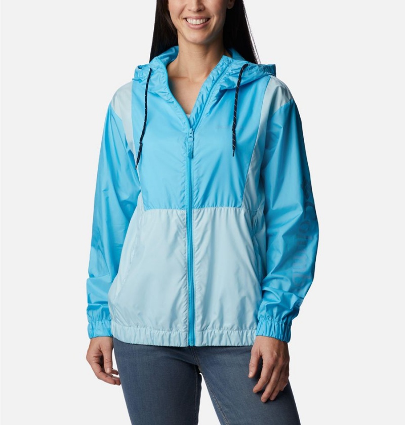 Columbia Lily Basin Jacket Women\'s Windbreaker Turquoise | TBHELJ-473