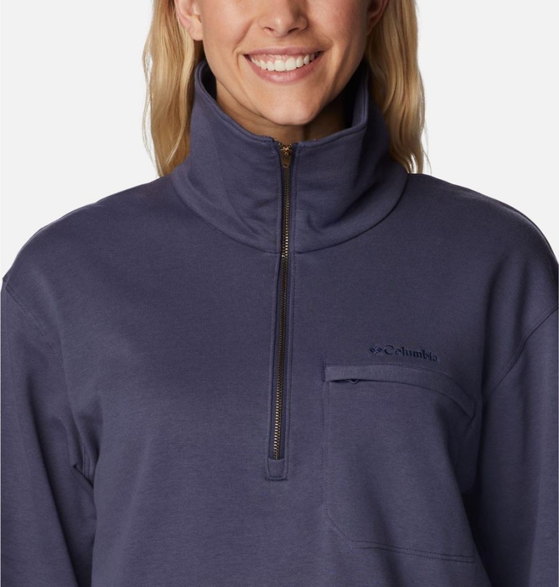 Columbia Lodge French Terry Women's Pullover Navy | WMRDFI-071