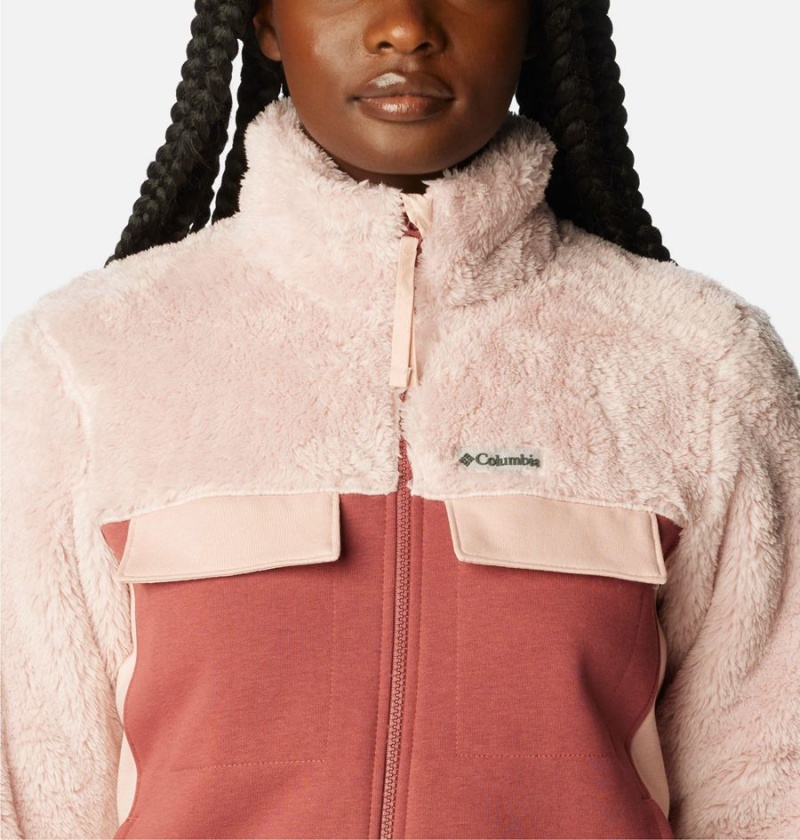 Columbia Lodge Hybrid Sherpa Full Zip Women's Fleece Jacket Pink | HACVKS-764
