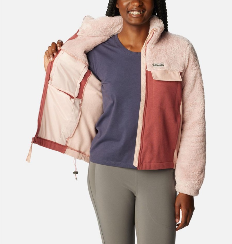 Columbia Lodge Hybrid Sherpa Full Zip Women's Fleece Jacket Pink | HACVKS-764