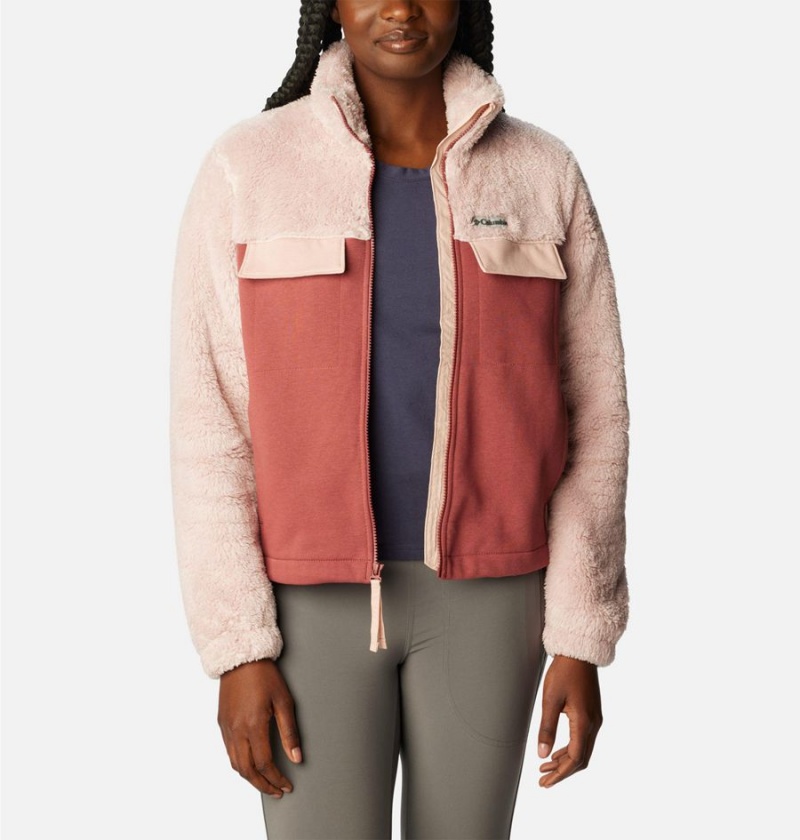Columbia Lodge Hybrid Sherpa Full Zip Women's Fleece Jacket Pink | HACVKS-764