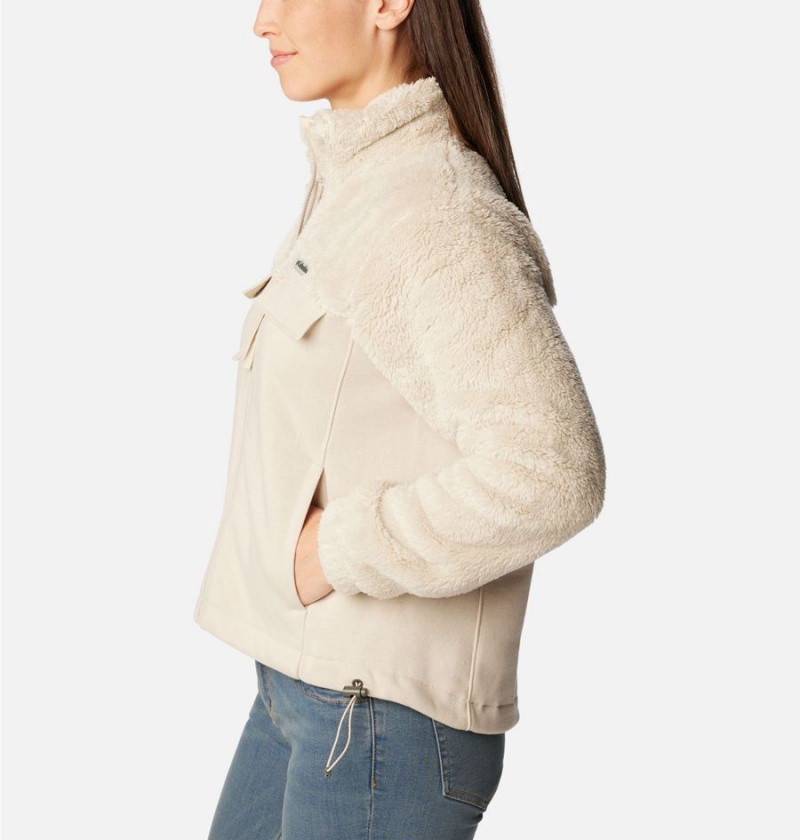 Columbia Lodge Hybrid Sherpa Full Zip Women's Fleece Jacket Khaki | CZPWRM-529