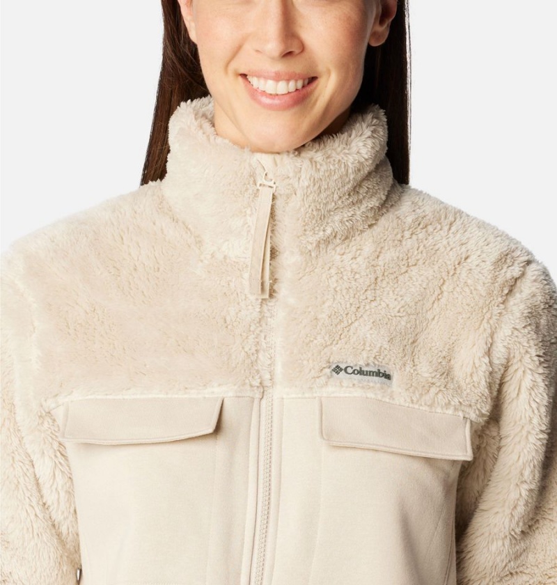 Columbia Lodge Hybrid Sherpa Full Zip Women's Fleece Jacket Khaki | CZPWRM-529