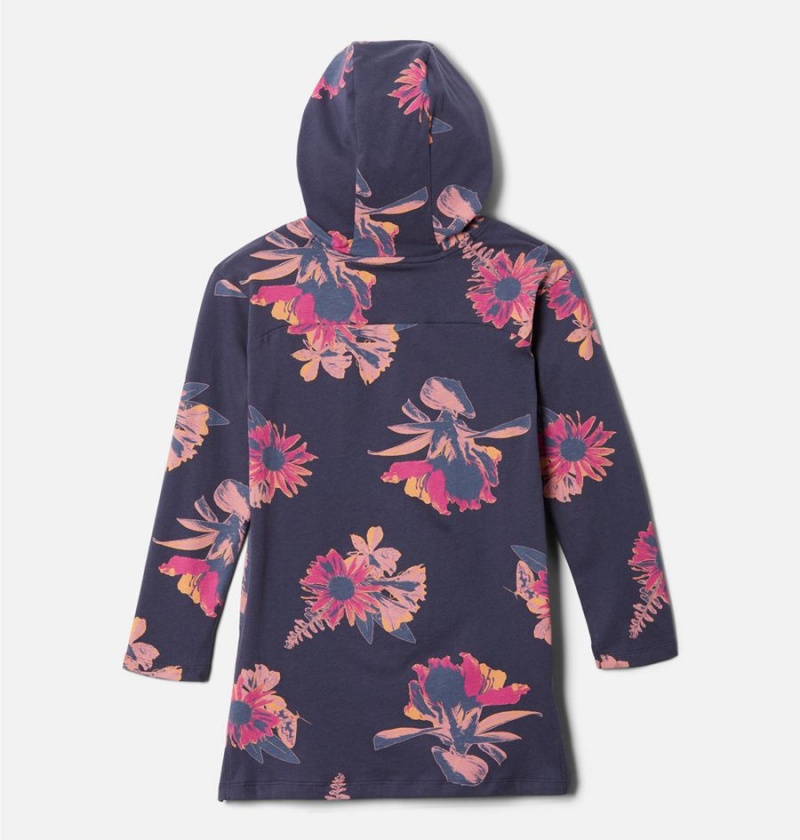 Columbia Lodge Printed Tunic Kids' Hoodie Navy | TILHKD-134