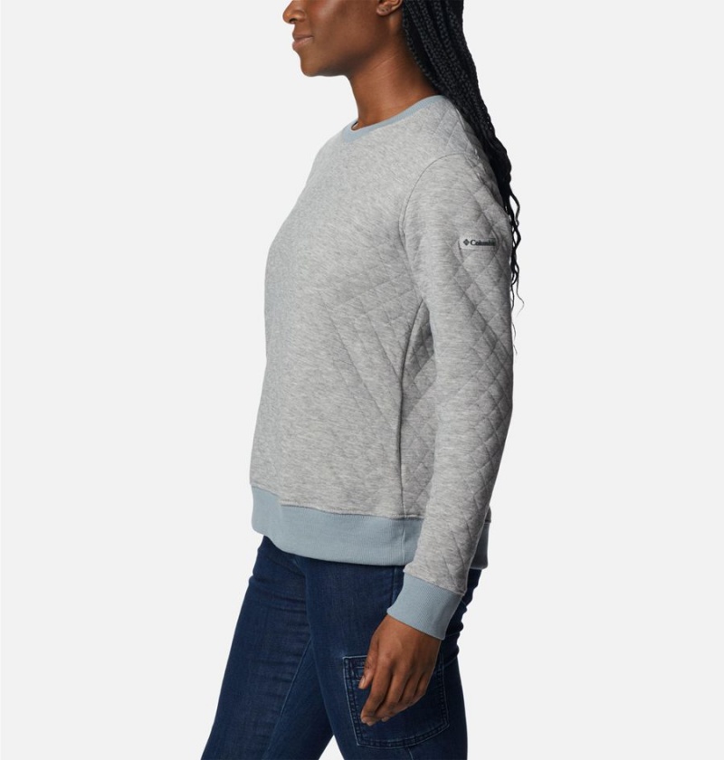 Columbia Lodge Quilted Crew Sweatshirt Women's Pullover Grey | DSNYEH-129