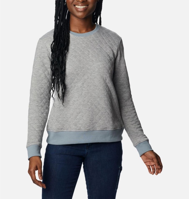 Columbia Lodge Quilted Crew Sweatshirt Women's Pullover Grey | DSNYEH-129