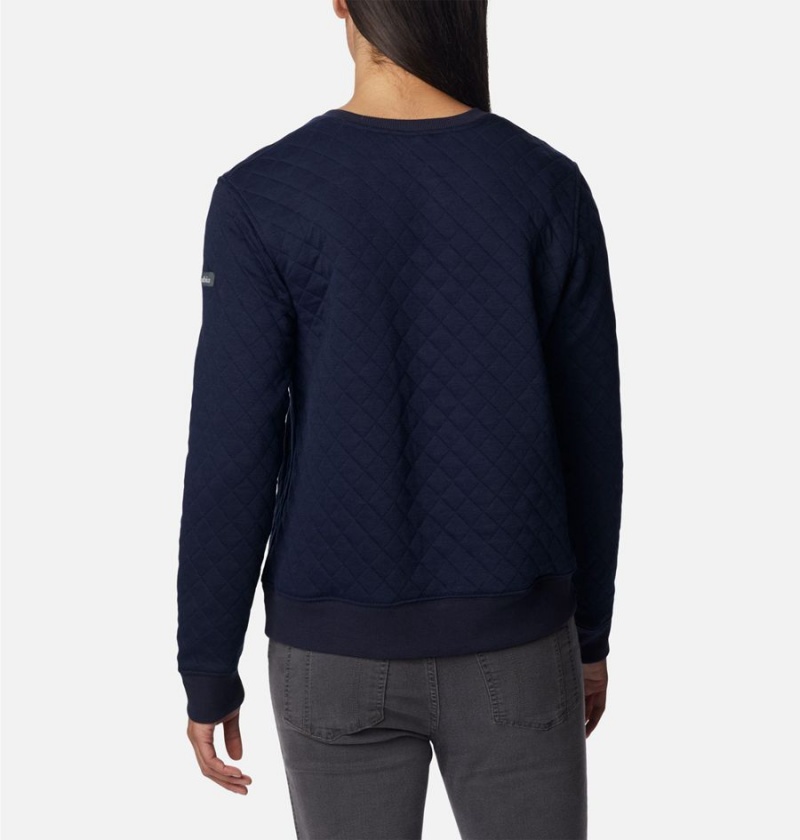 Columbia Lodge Quilted Crew Sweatshirt Women's Pullover Navy | LTUHWF-805