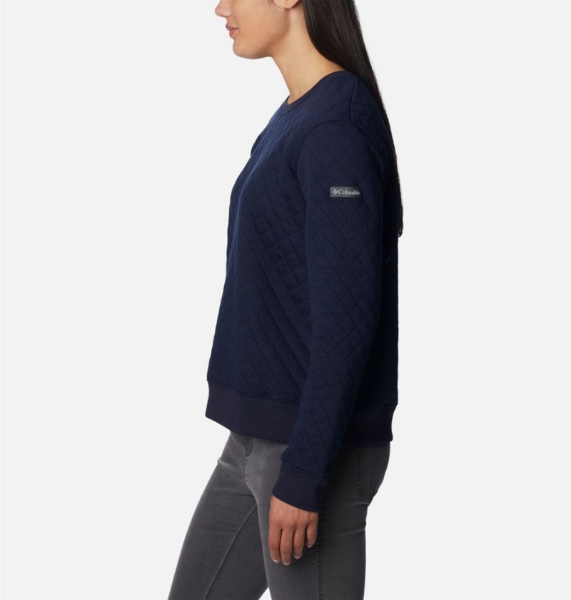 Columbia Lodge Quilted Crew Sweatshirt Women's Pullover Navy | LTUHWF-805