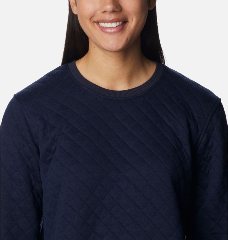 Columbia Lodge Quilted Crew Sweatshirt Women's Pullover Navy | LTUHWF-805