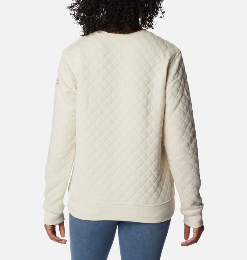 Columbia Lodge Quilted Crew Sweatshirt Women's Pullover White | NFIZBQ-582