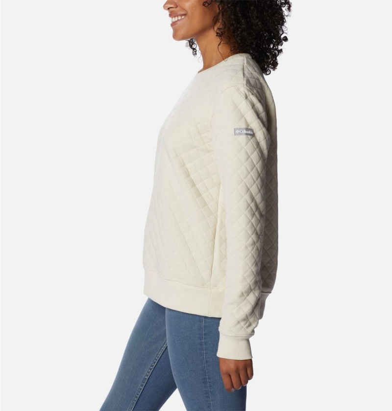 Columbia Lodge Quilted Crew Sweatshirt Women's Pullover White | NFIZBQ-582