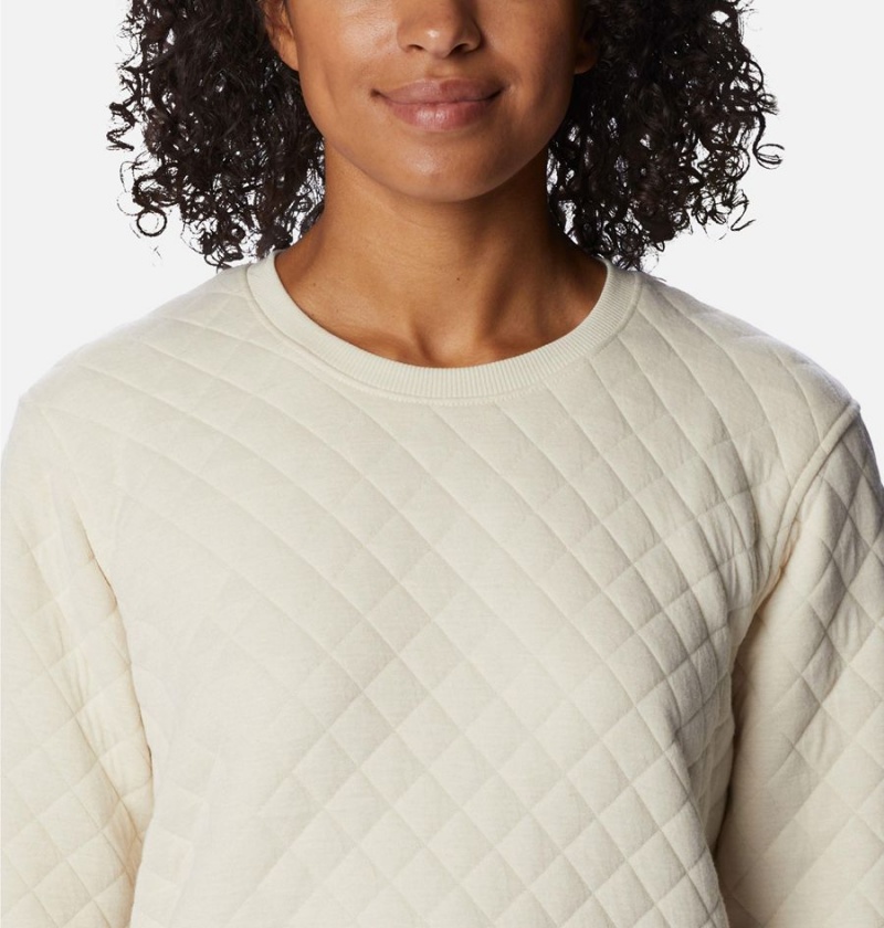 Columbia Lodge Quilted Crew Sweatshirt Women's Pullover White | NFIZBQ-582