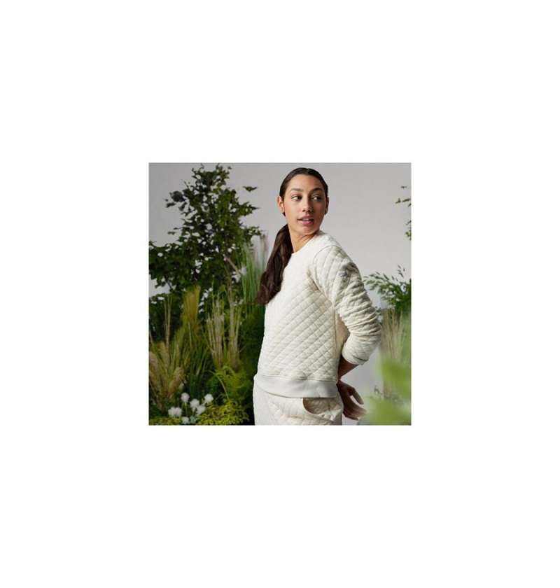 Columbia Lodge Quilted Crew Sweatshirt Women's Pullover White | NFIZBQ-582