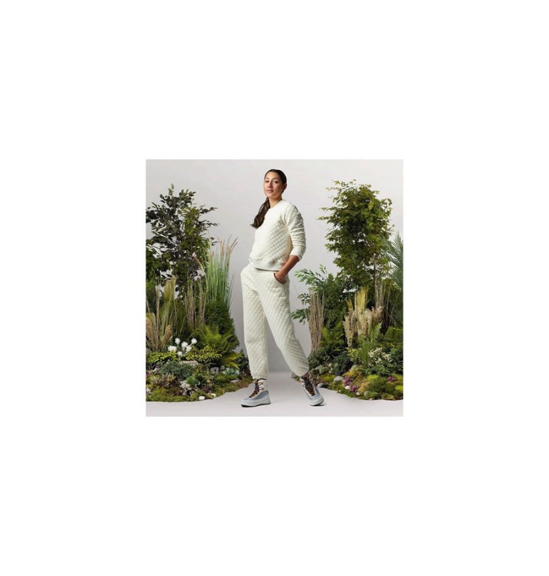 Columbia Lodge Quilted Crew Sweatshirt Women's Pullover White | NFIZBQ-582