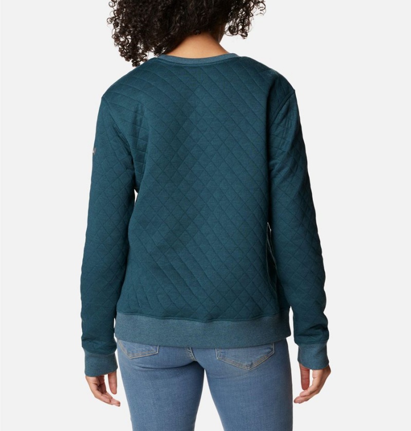 Columbia Lodge Quilted Crew Sweatshirt Women's Pullover Turquoise | UARPCF-408